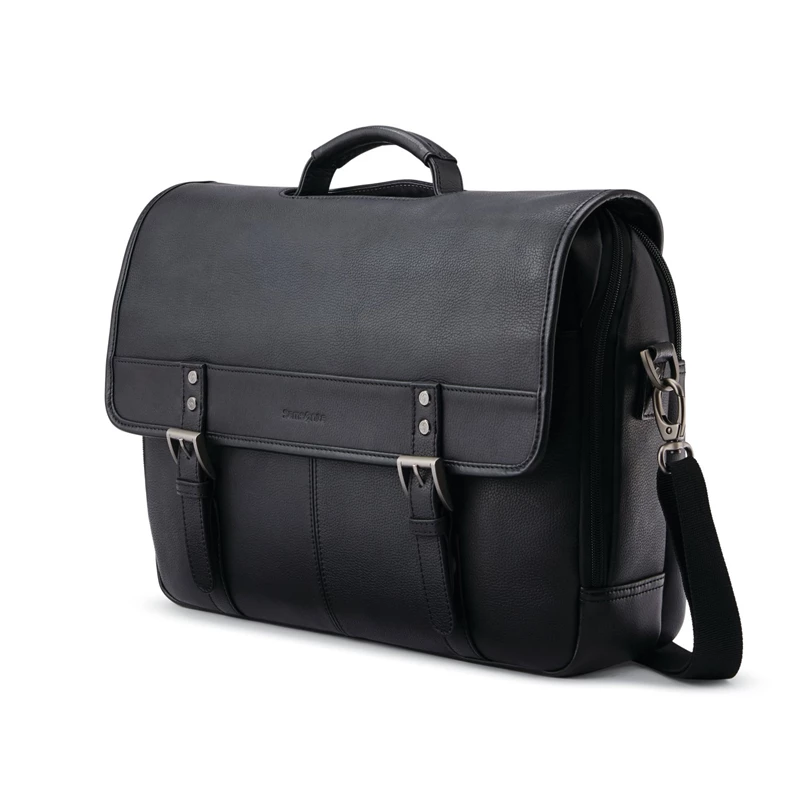 Black Samsonite Classic Leather Flapover Business Bags | 4961-TMWZC
