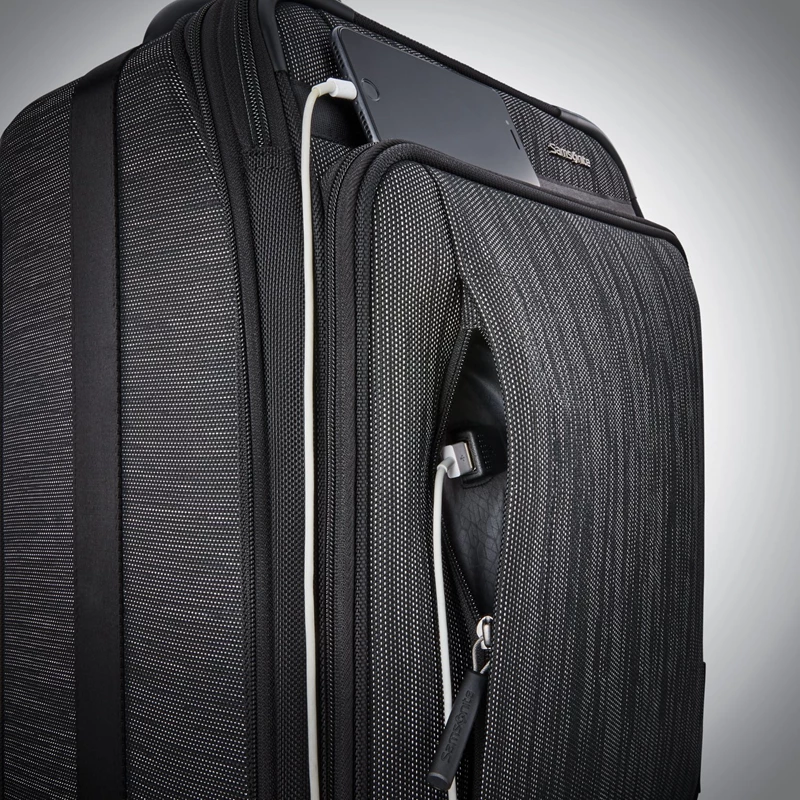 Black/Silver Samsonite SXK Carry-On Expandable Spinner Softside Luggage | 5216-FQVEW