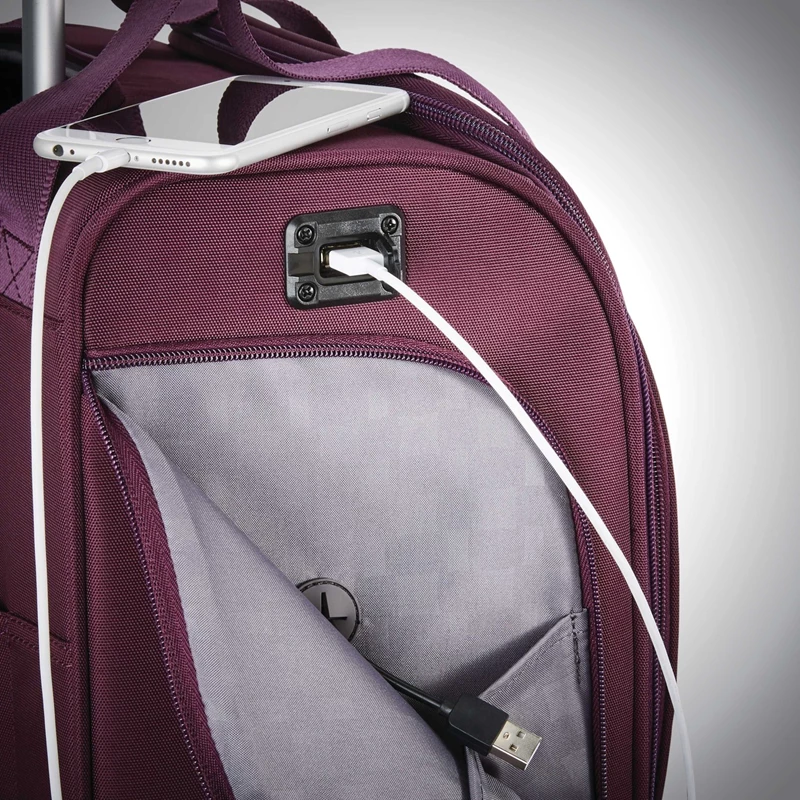 Purple Samsonite Spinner Underseater with USB Port Carry On Luggage | 0685-FLKNP