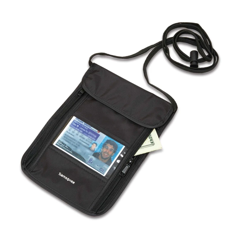 Black Samsonite RFID Neck Pouch Wallets & Passport Covers | 3658-PRQGZ