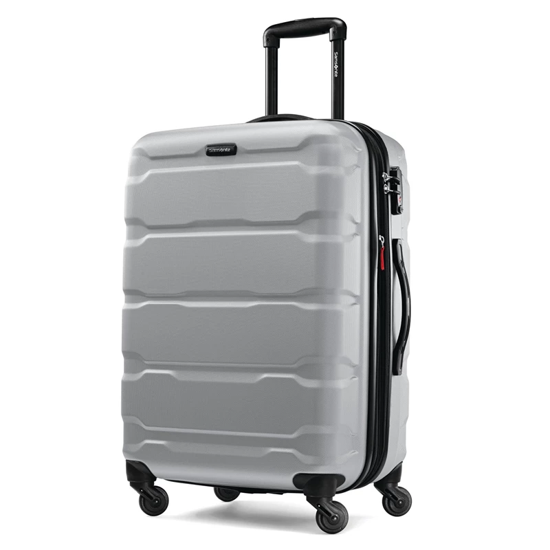 Silver Samsonite Omni PC Medium Spinner Checked Luggage | 5428-OFCHQ