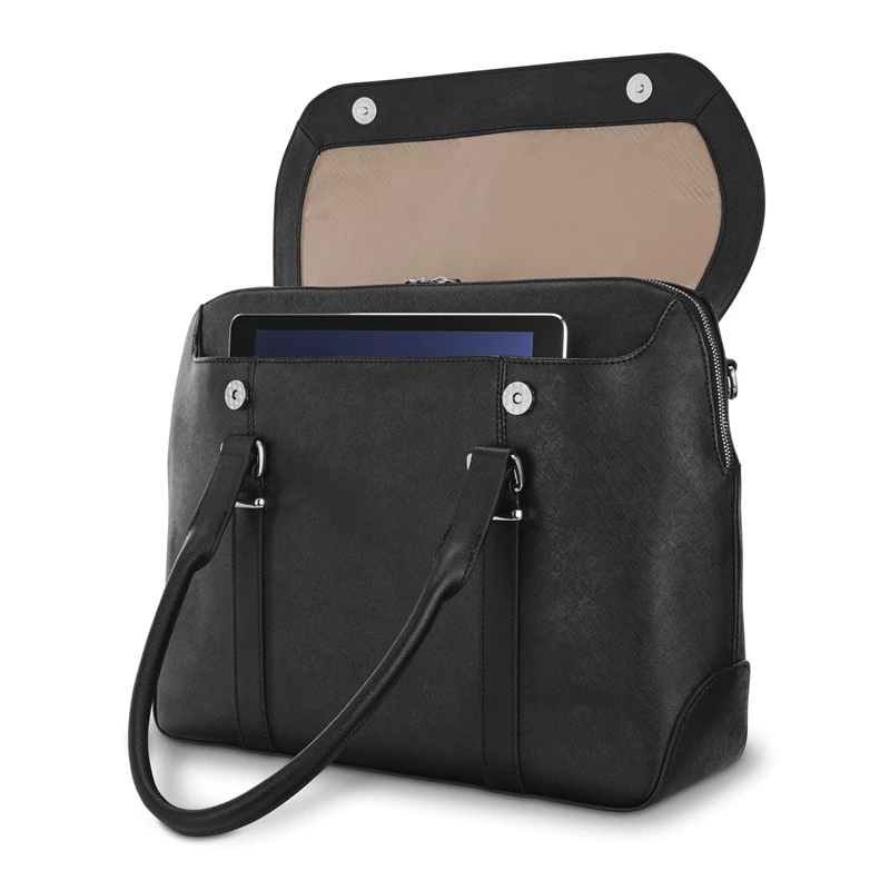 Black Samsonite Women's Executive Leather Convertible Brief Laptop Bags & Briefcases | 4690-HQKZT