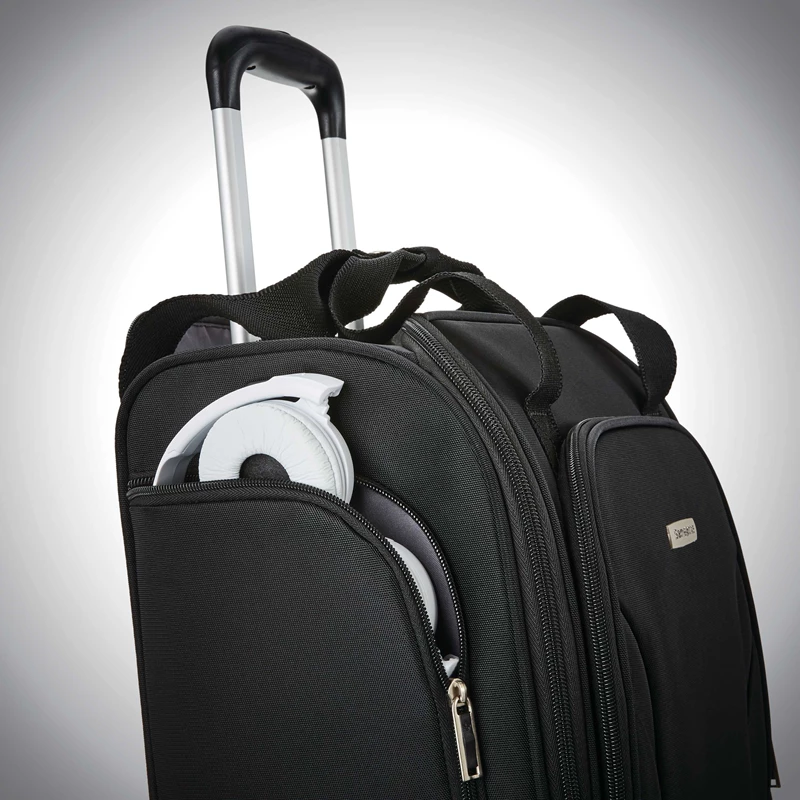 Black / White / Black Samsonite Spinner Underseater with USB Port Underseat Luggage | 7152-YTKVM