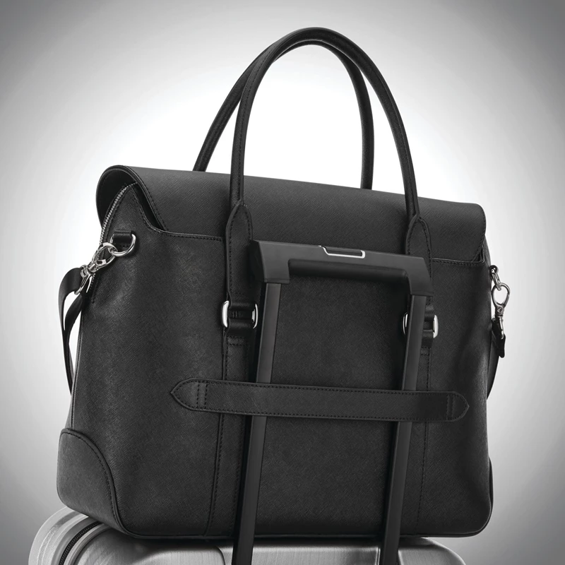 Black Samsonite Women's Executive Leather Convertible Brief Laptop Bags & Briefcases | 4690-HQKZT