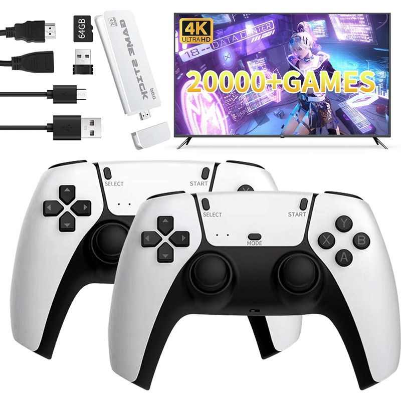 4K HDMI Output-20000+/30000+ Games Wireless Retro Game Console Stick - Game Consoles