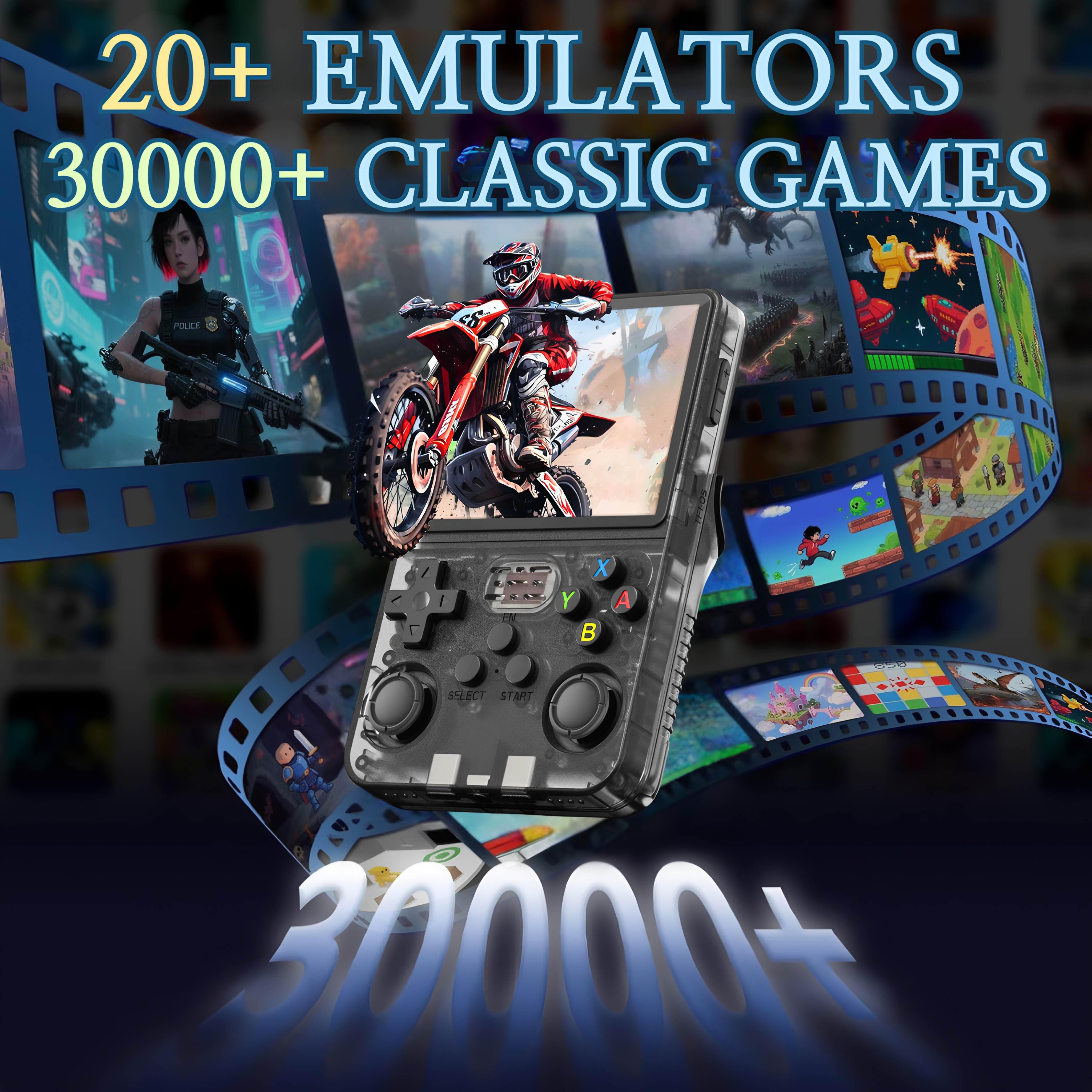 R36S HD Retro Handheld Game Console, 3.5 Inch IPS Screen, 64GB Memory, Supports 20,000+ Games,Portable Arcade Video Gaming Console Gift for Adults(Black) - Game Consoles