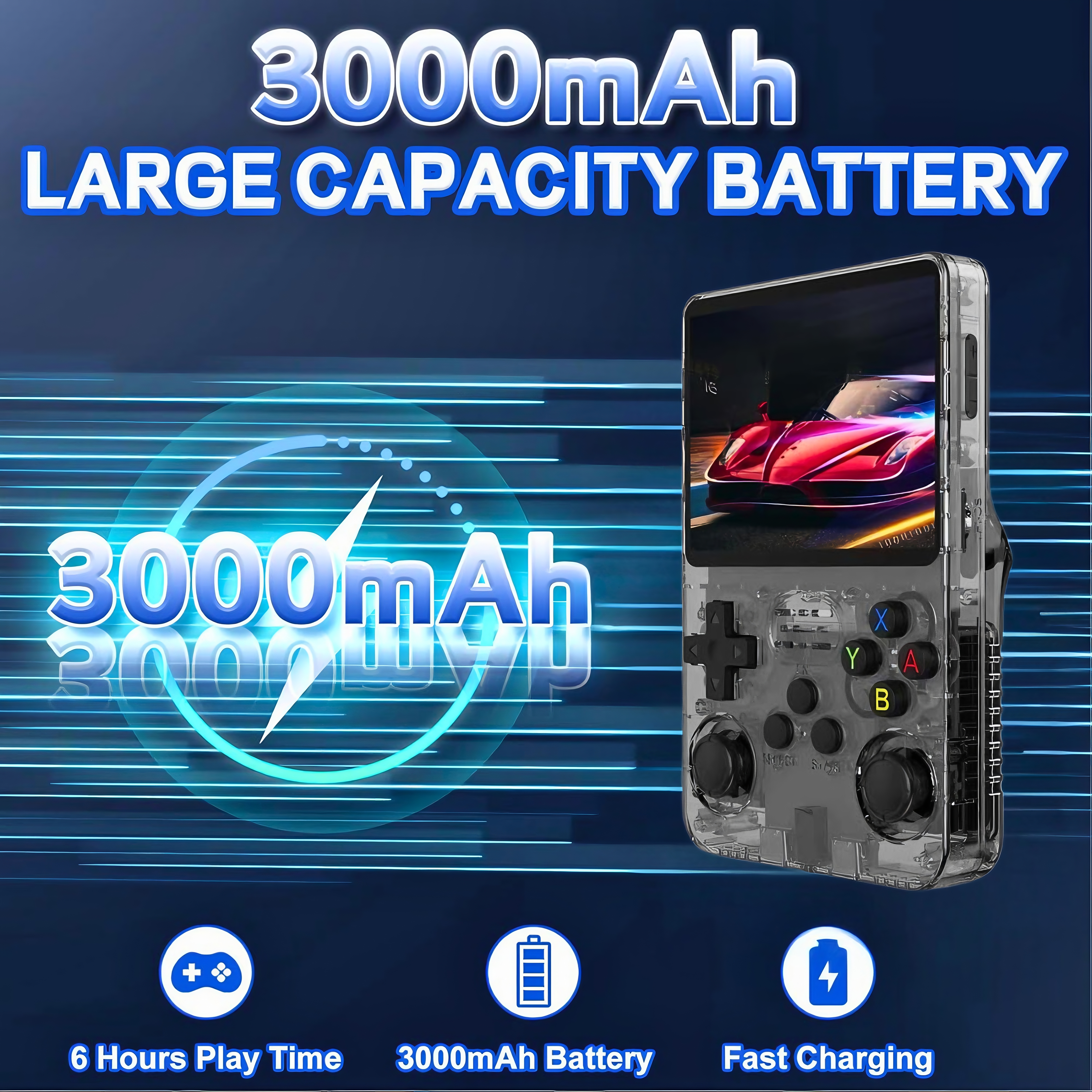 R36S HD Retro Handheld Game Console, 3.5 Inch IPS Screen, 64GB Memory, Supports 20,000+ Games,Portable Arcade Video Gaming Console Gift for Adults(Black) - Game Consoles