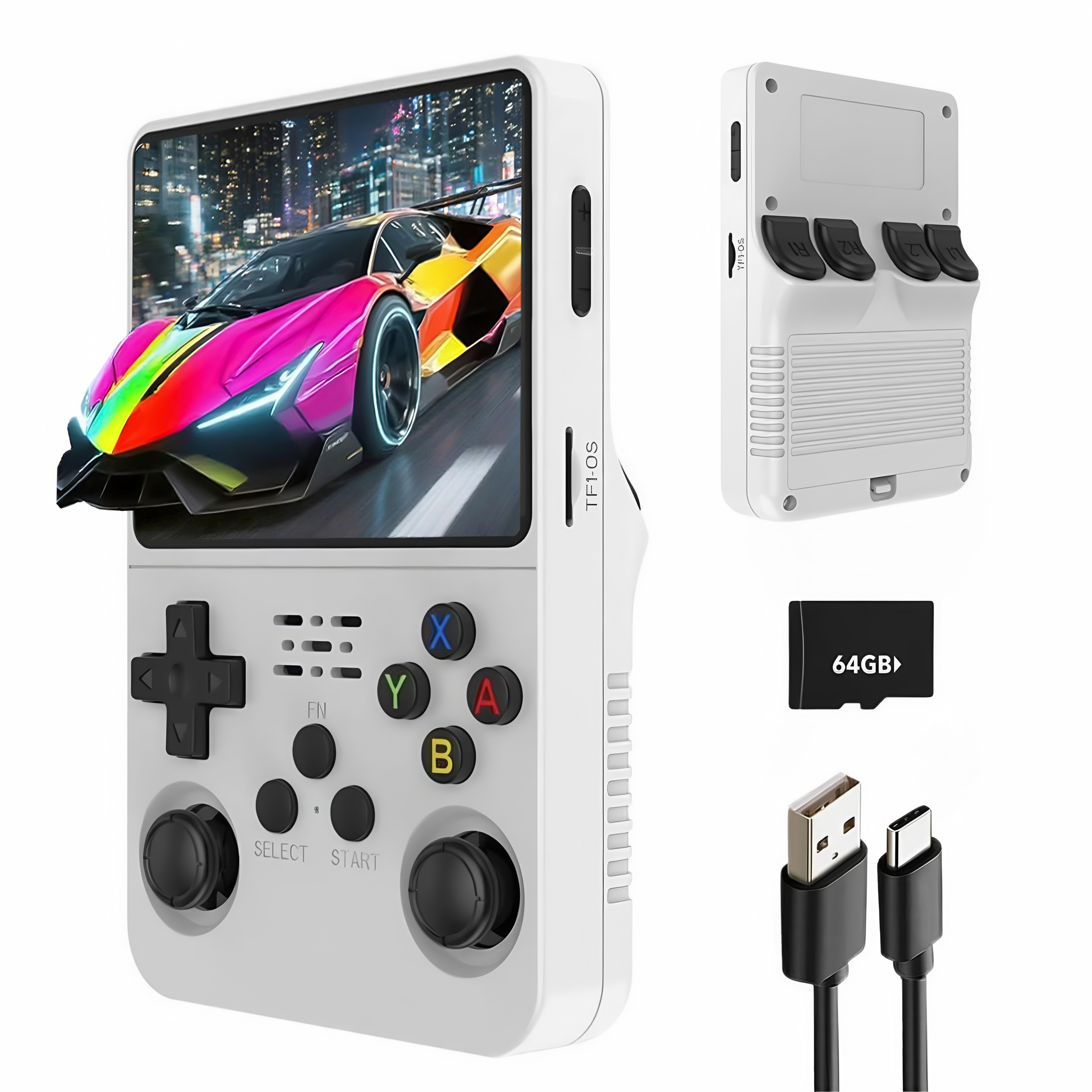 R36S HD Retro Handheld Game Console, 3.5 Inch IPS Screen, 64GB Memory, Supports 20,000+ Games,Portable Arcade Video Gaming Console Gift for Adults(Black) - Game Consoles