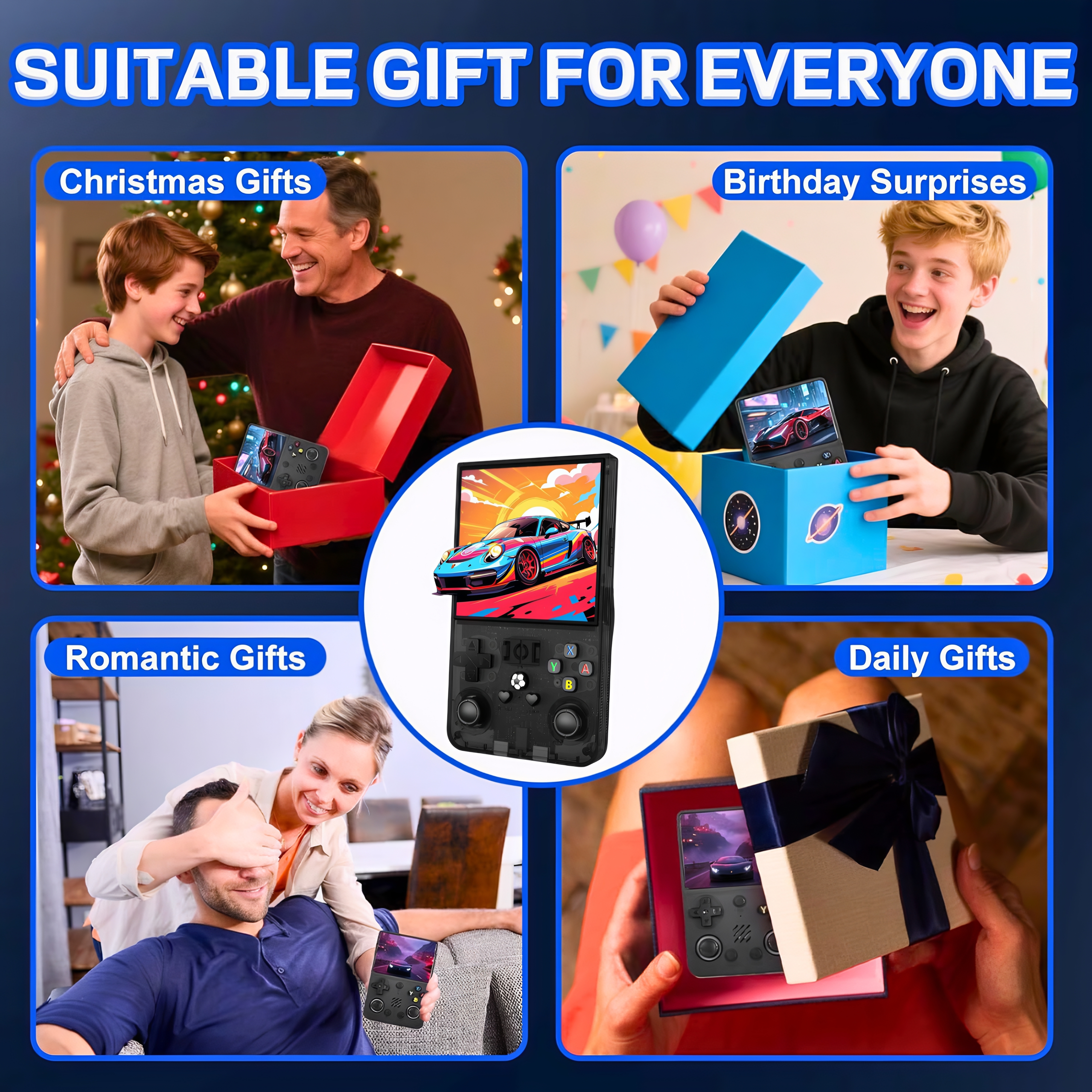 R36MAX Retro Handheld Game Console, 4.0 Inch IPS HD Screen Retro Gaming Console, Linux System, 20＋Mainstream Emulator Games Retro Game Console, 4000mAh Battery, Built-in 64G TF Card, Black - Game Consoles