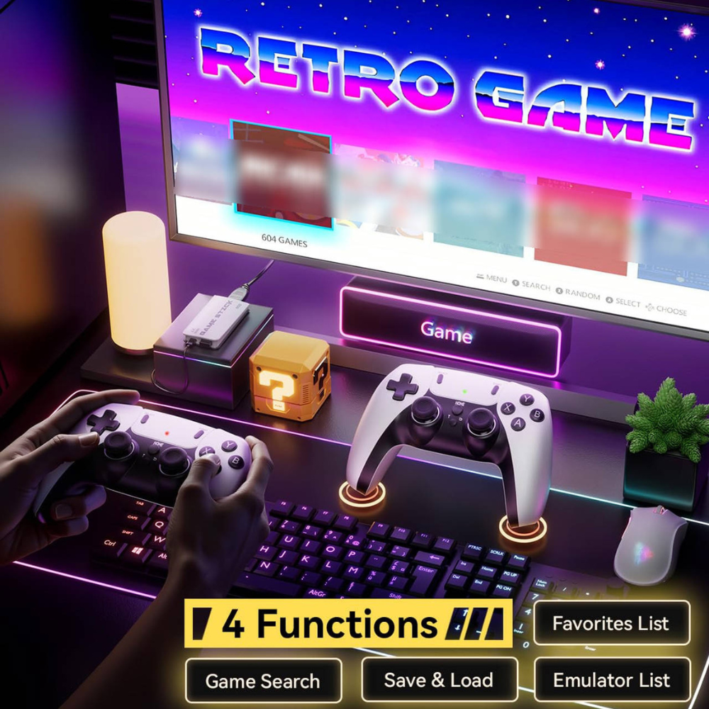 4K HDMI Output -20000+ Games Wireless Retro GameConsole Stick, Retro Plug and Play Video Game Stick,26Emulators,2.4G Wireless Controllers Gaming Accessories - Game Consoles