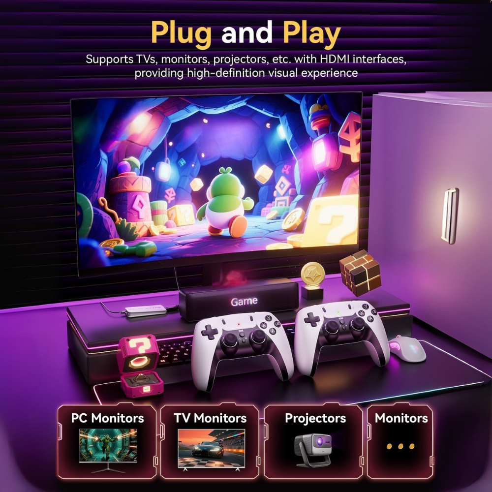 4K HDMI Output -20000+ Games Wireless Retro GameConsole Stick, Retro Plug and Play Video Game Stick,26Emulators,2.4G Wireless Controllers Gaming Accessories - Game Consoles