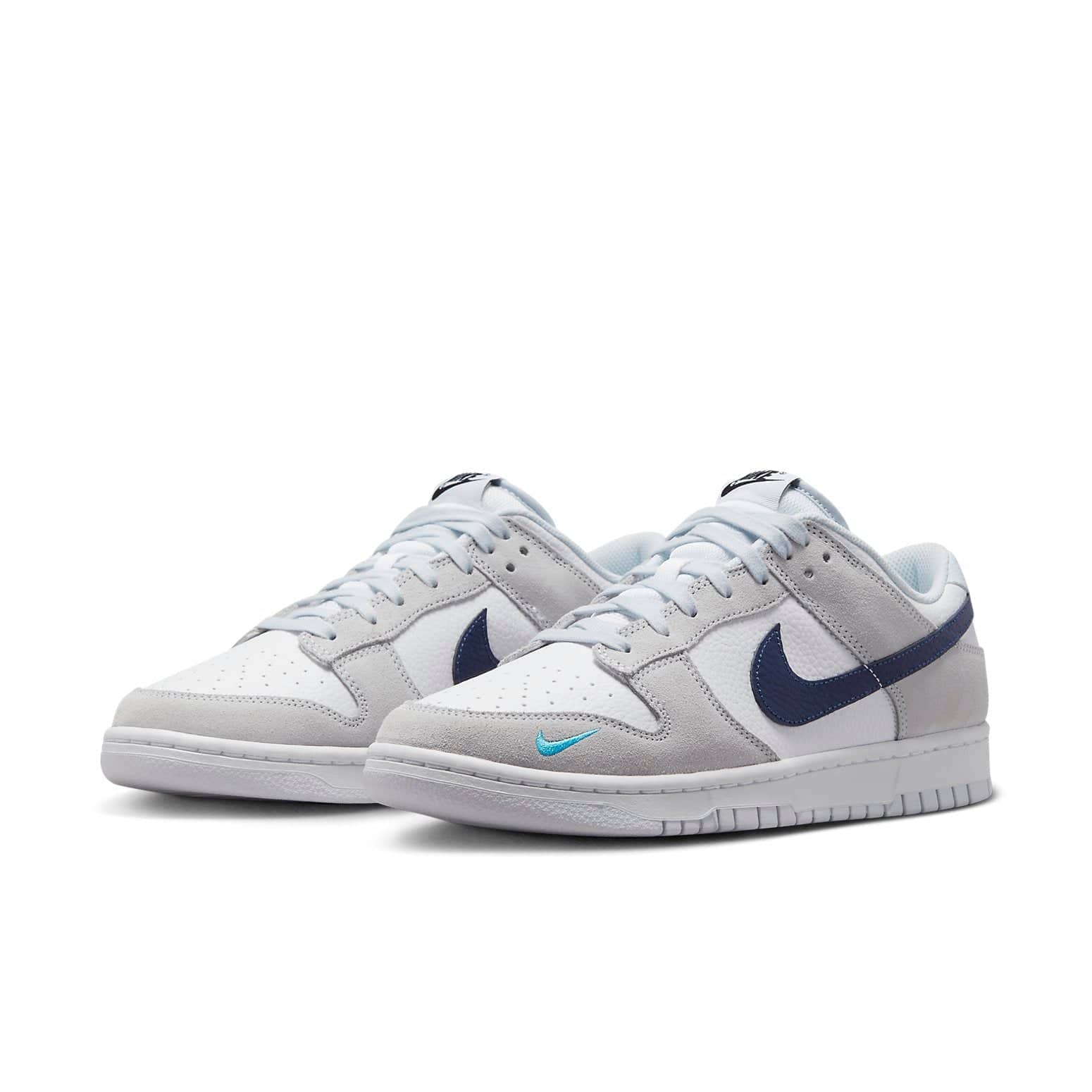 Nike Dunk Low  Mini Swoosh - White Grey Navy Aqua - Nike Dunk Low  Mini Swoosh - White Grey Navy Aqua - Jordan 1s - AIR Jordan 1