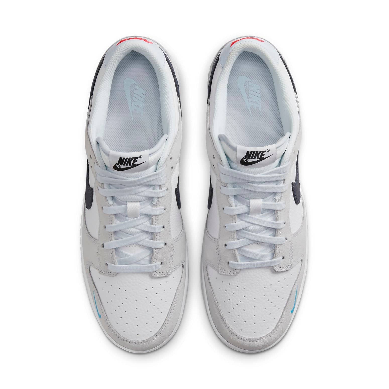 Nike Dunk Low  Mini Swoosh - White Grey Navy Aqua - Nike Dunk Low  Mini Swoosh - White Grey Navy Aqua - Jordan 1s - AIR Jordan 1