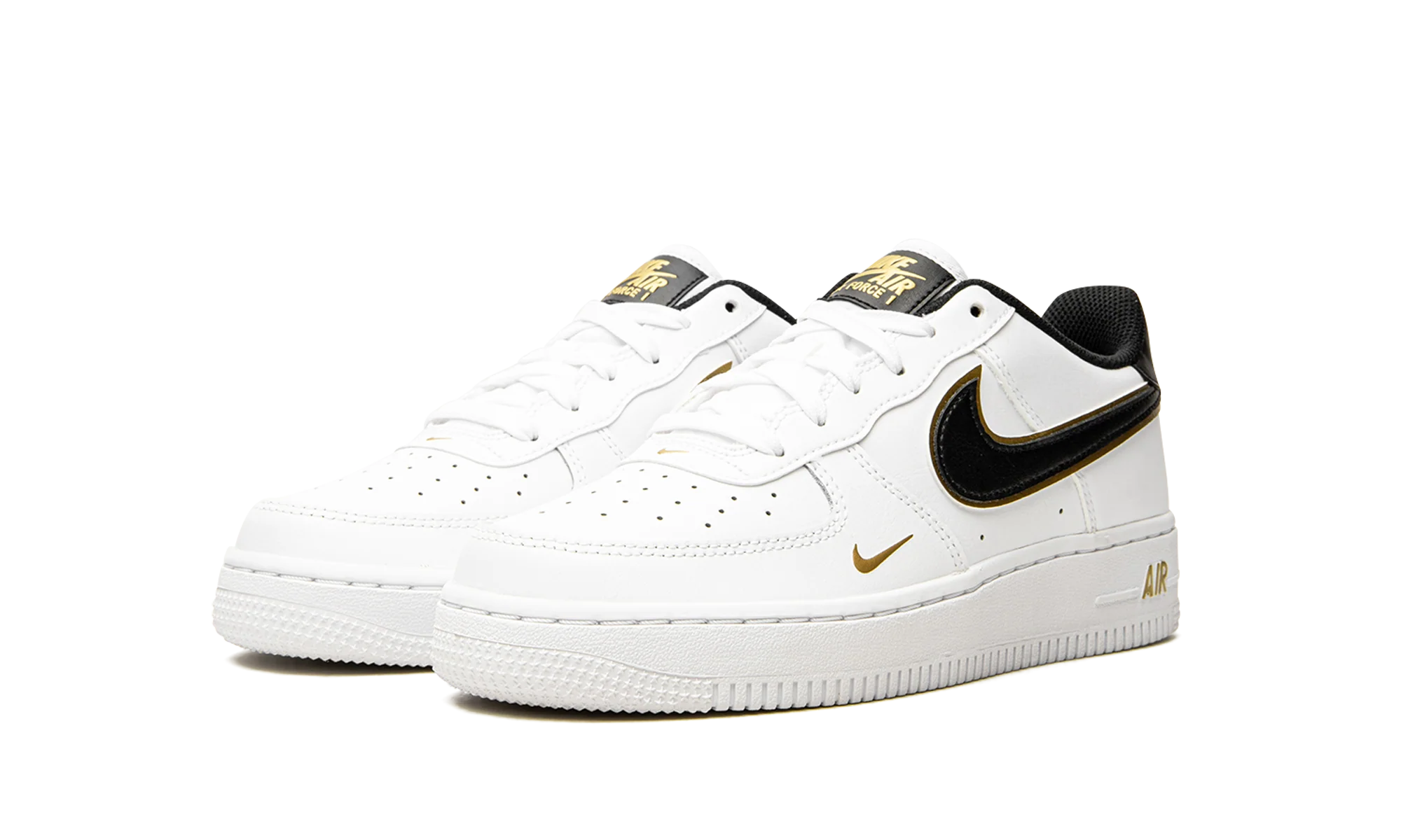 Air Force 1 Low '07 LV8 GS Double Swoosh White Metallic Gold - Air Force 1 Low '07 LV8 GS Double Swoosh White Metallic Gold - Jordan 1s - AIR Jordan 1