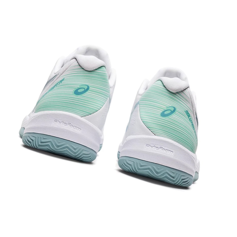 White / Smoke Blue Women's Asics SOLUTION SWIFT FF CLAY Tennis Shoes | US01428LT - Asics Outlet Sale