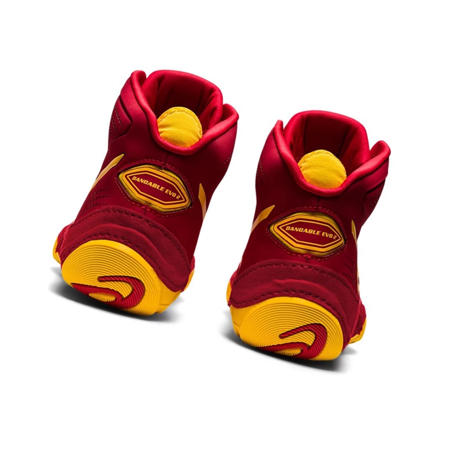 Cranberry / Saffron Men's Asics DAN GABLE EVO 2 Wrestling Shoes | US97685SU - Asics Outlet Sale