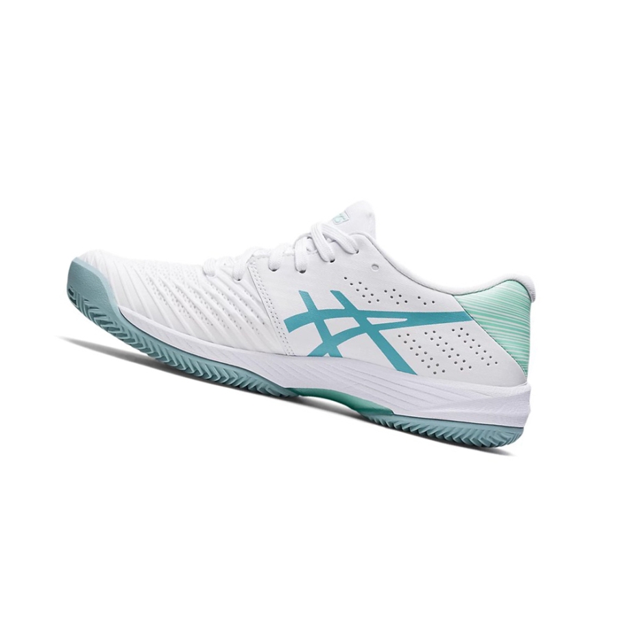 White / Smoke Blue Women's Asics SOLUTION SWIFT FF CLAY Tennis Shoes | US01428LT - Asics Outlet Sale