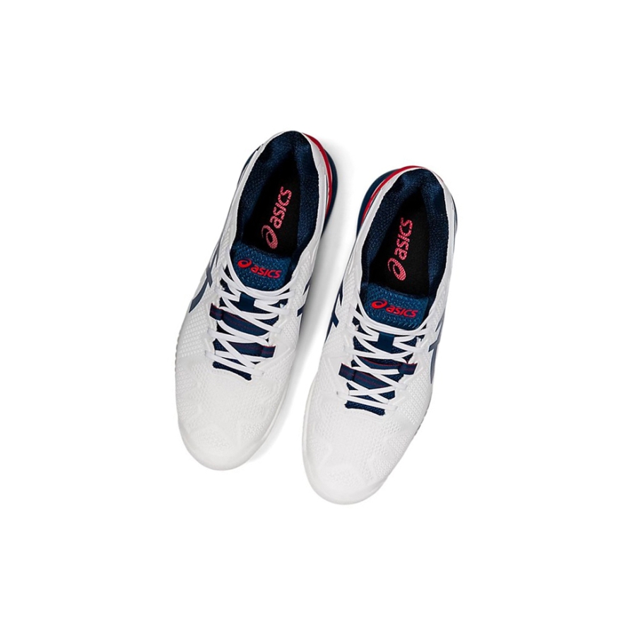 White / Mako Blue Men's Asics GEL-RESOLUTION 8 CLAY Tennis Shoes | US87921LI - Asics Outlet Sale