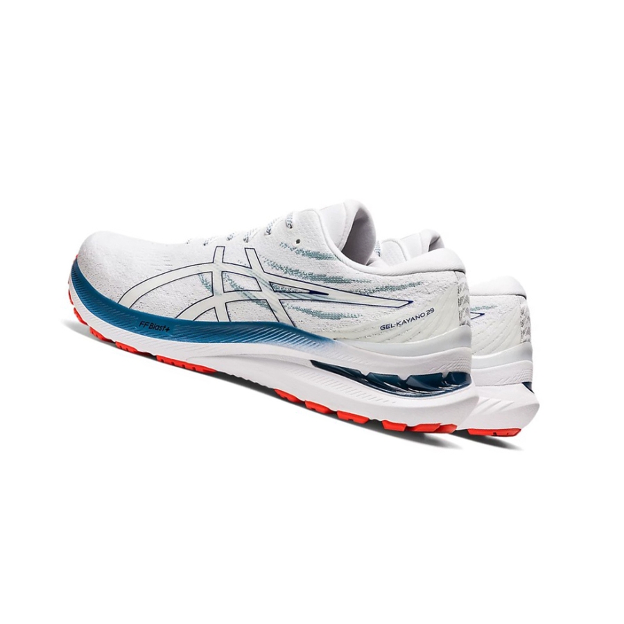 White / Deep Ocean Men's Asics GEL-KAYANO 29 Running Shoes | US79648XR - Asics Outlet Sale