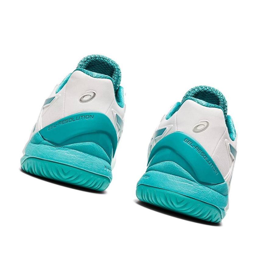 White / Lagoon Women's Asics GEL-RESOLUTION 8 Tennis Shoes | US17239NI - Asics Outlet Sale