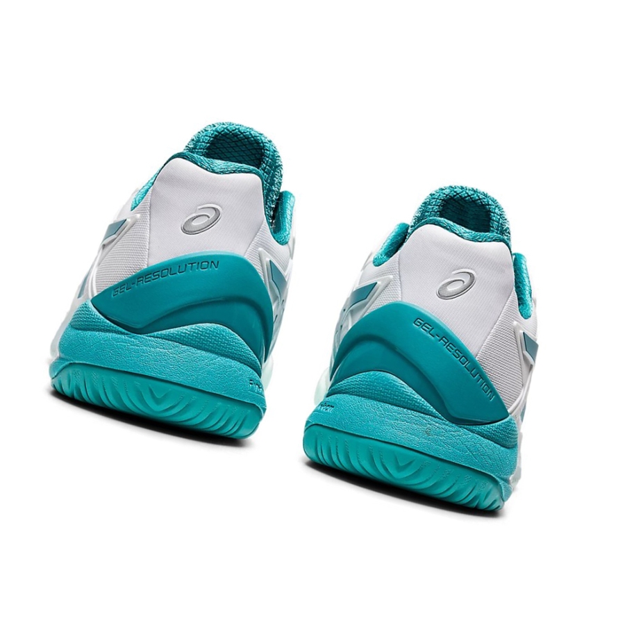 White / Lagoon Women's Asics GEL-RESOLUTION 8 (D) Tennis Shoes | US98145VJ - Asics Outlet Sale