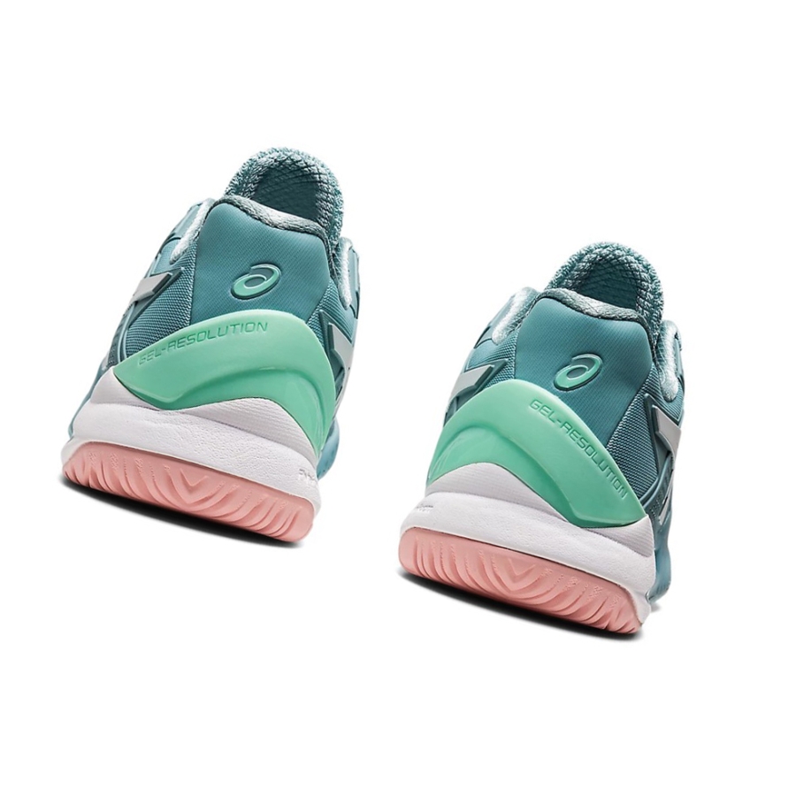 Blue / White Women's Asics GEL-RESOLUTION 8 Tennis Shoes | US25973JB - Asics Outlet Sale