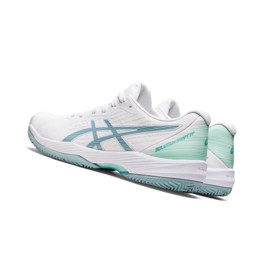 White / Smoke Blue Women's Asics SOLUTION SWIFT FF CLAY Tennis Shoes | US01428LT - Asics Outlet Sale