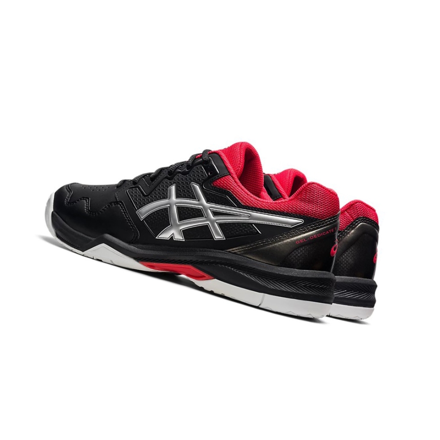 Black / Pure Silver Men's Asics GEL-DEDICATE 7 Tennis Shoes | US14830BQ - Asics Outlet Sale