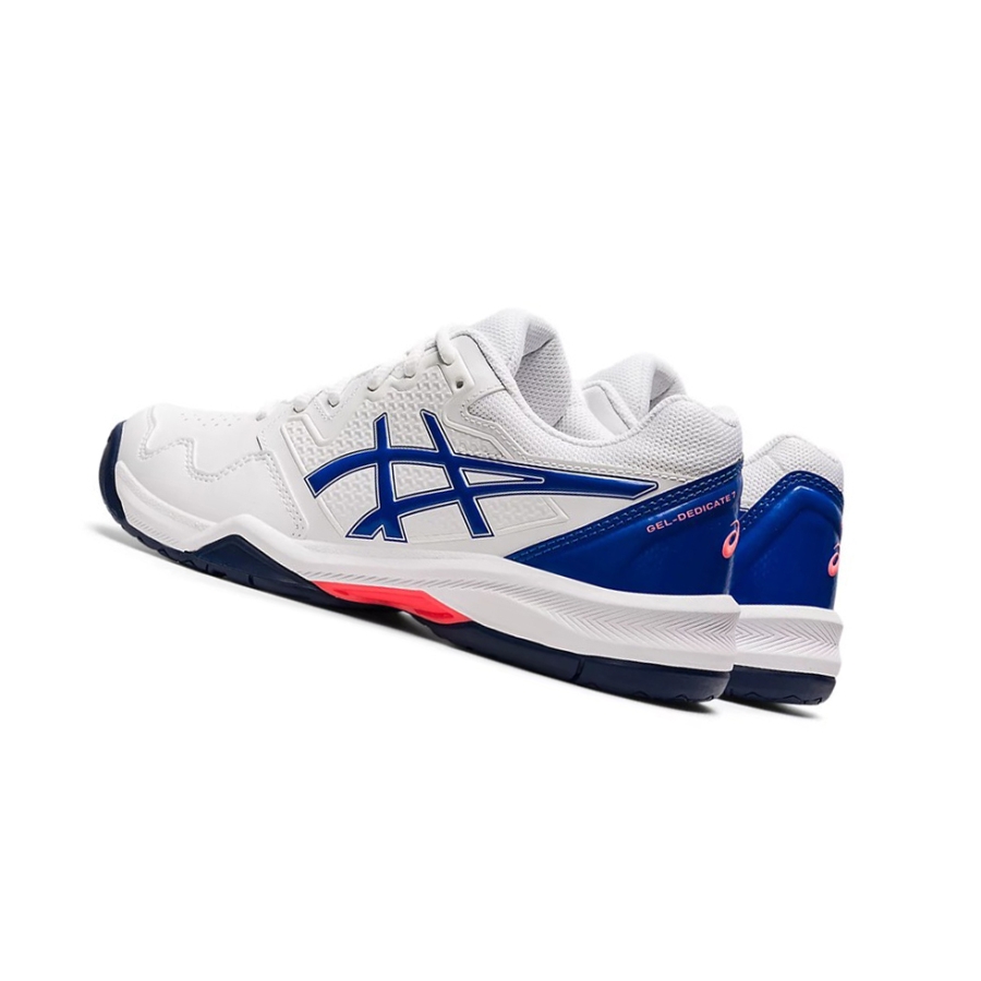 White / Lapis Lazuli Blue Women's Asics GEL-DEDICATE 7 Tennis Shoes | US37896YG - Asics Outlet Sale