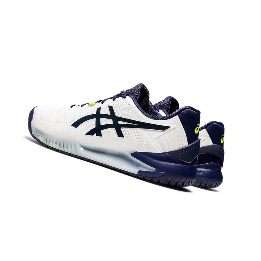 White / Peacoat Men's Asics GEL-RESOLUTION 8 Tennis Shoes | US08517DT - Asics Outlet Sale