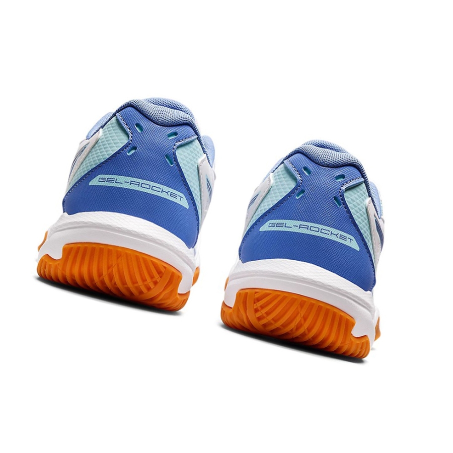 White / Periwinkle Blue Women's Asics GEL-ROCKET 10 Volleyball Shoes | US91478NQ - Asics Outlet Sale