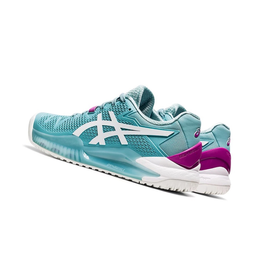 Smoke Blue / White Women's Asics GEL-RESOLUTION 8 (D) Tennis Shoes | US94687LC - Asics Outlet Sale