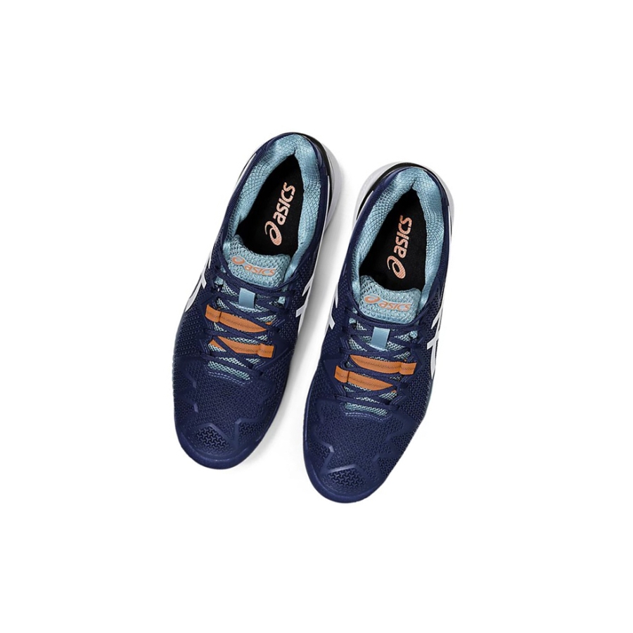 Mako Blue / White Men's Asics GEL-RESOLUTION 8 CLAY Tennis Shoes | US49125IC - Asics Outlet Sale