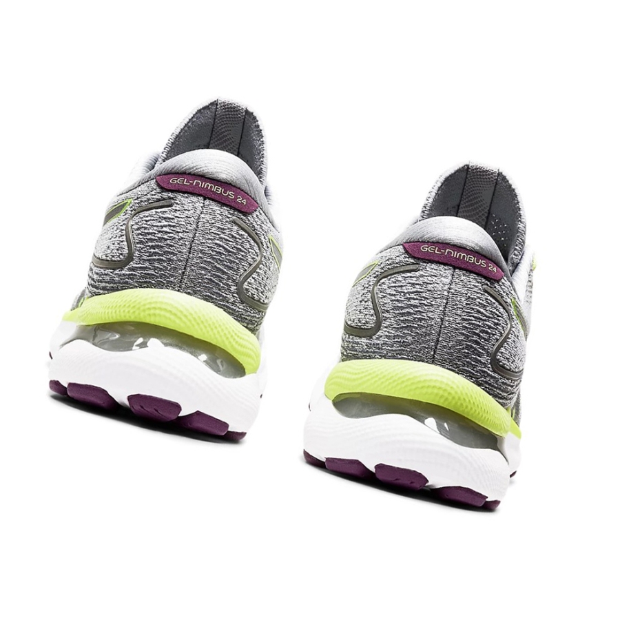 Piedmont Grey / Lime Green Women's Asics GEL-NIMBUS 24 Running Shoes | US05946QP - Asics Outlet Sale
