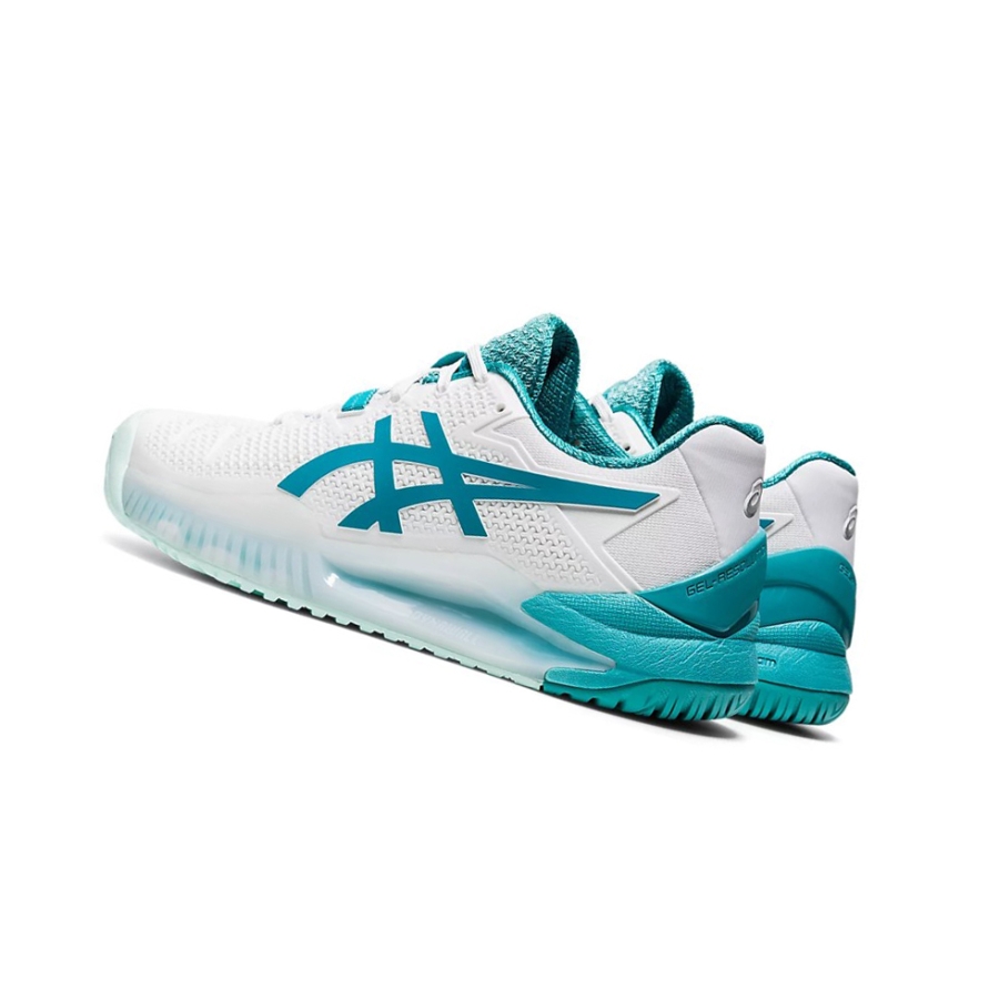 White / Lagoon Women's Asics GEL-RESOLUTION 8 (D) Tennis Shoes | US98145VJ - Asics Outlet Sale