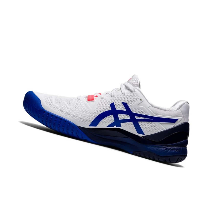 White / Blue Women's Asics GEL-RESOLUTION 8 Tennis Shoes | US85062KM - Asics Outlet Sale