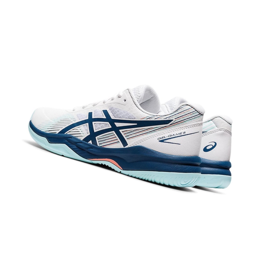 White / Light Indigo Women's Asics GEL-GAME 8 Tennis Shoes | US42816LM - Asics Outlet Sale