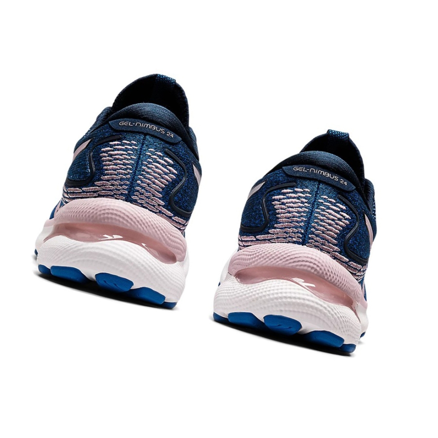 Blue / Barely Rose Women's Asics GEL-NIMBUS 24 Running Shoes | US80579MB - Asics Outlet Sale