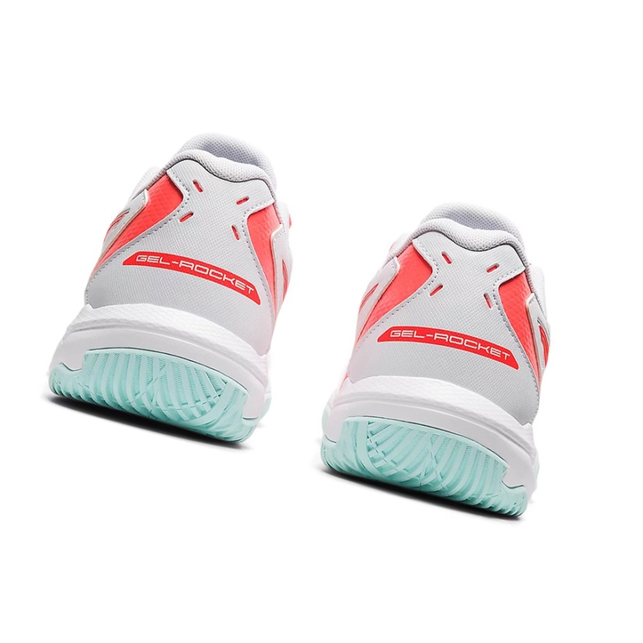 White / Sunrise Red Women's Asics GEL-ROCKET 10 Volleyball Shoes | US90617XW - Asics Outlet Sale