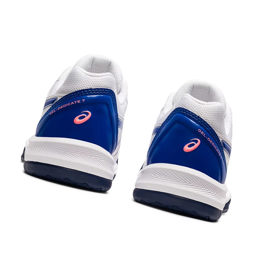 White / Lapis Lazuli Blue Women's Asics GEL-DEDICATE 7 Tennis Shoes | US37896YG - Asics Outlet Sale
