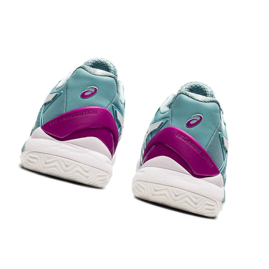 Smoke Blue / White Women's Asics GEL-RESOLUTION 8 CLAY Tennis Shoes | US10947DN - Asics Outlet Sale