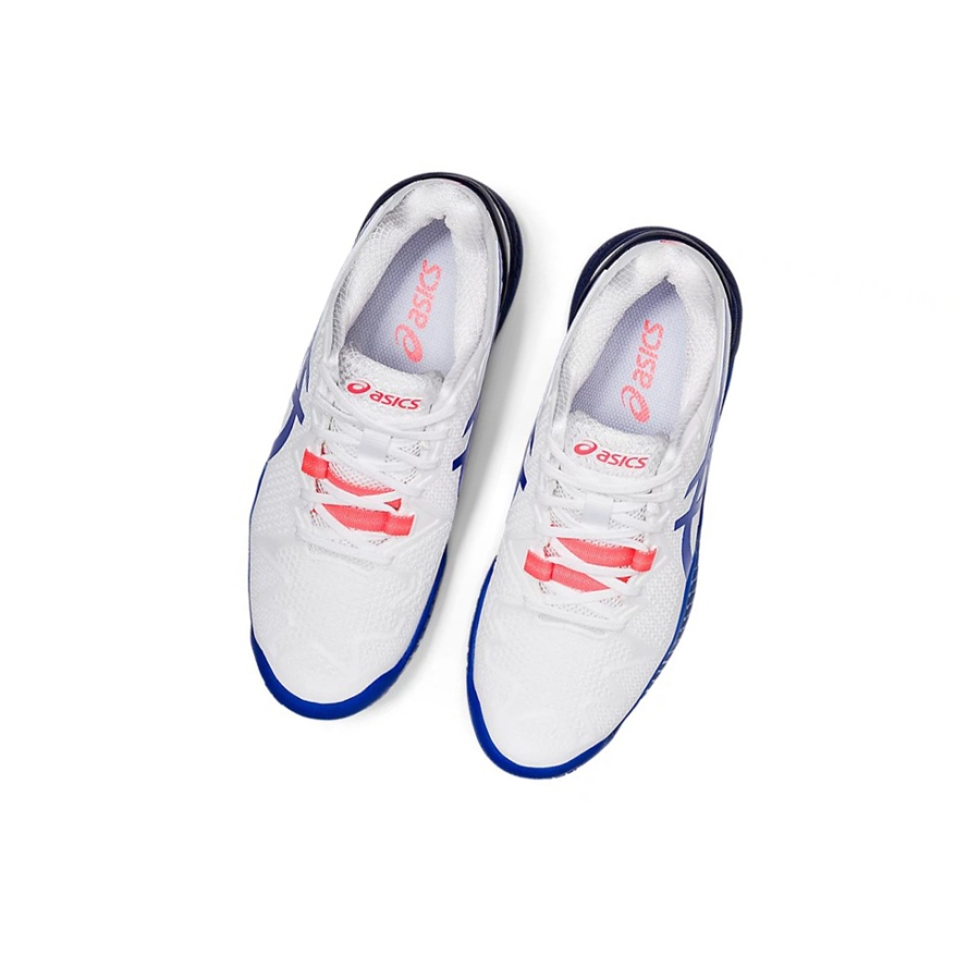 White / Blue Women's Asics GEL-RESOLUTION 8 Tennis Shoes | US85062KM - Asics Outlet Sale