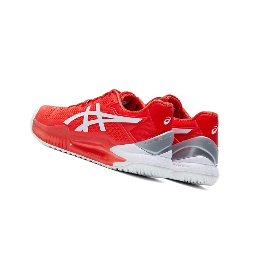 Red / White Women's Asics GEL-RESOLUTION 8 Tennis Shoes | US95687SP - Asics Outlet Sale
