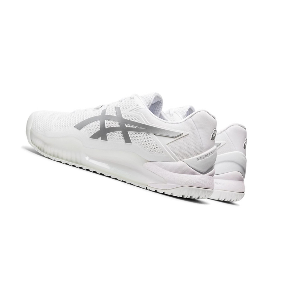 White / Pure Silver Men's Asics GEL-RESOLUTION 8 Tennis Shoes | US28695QZ - Asics Outlet Sale