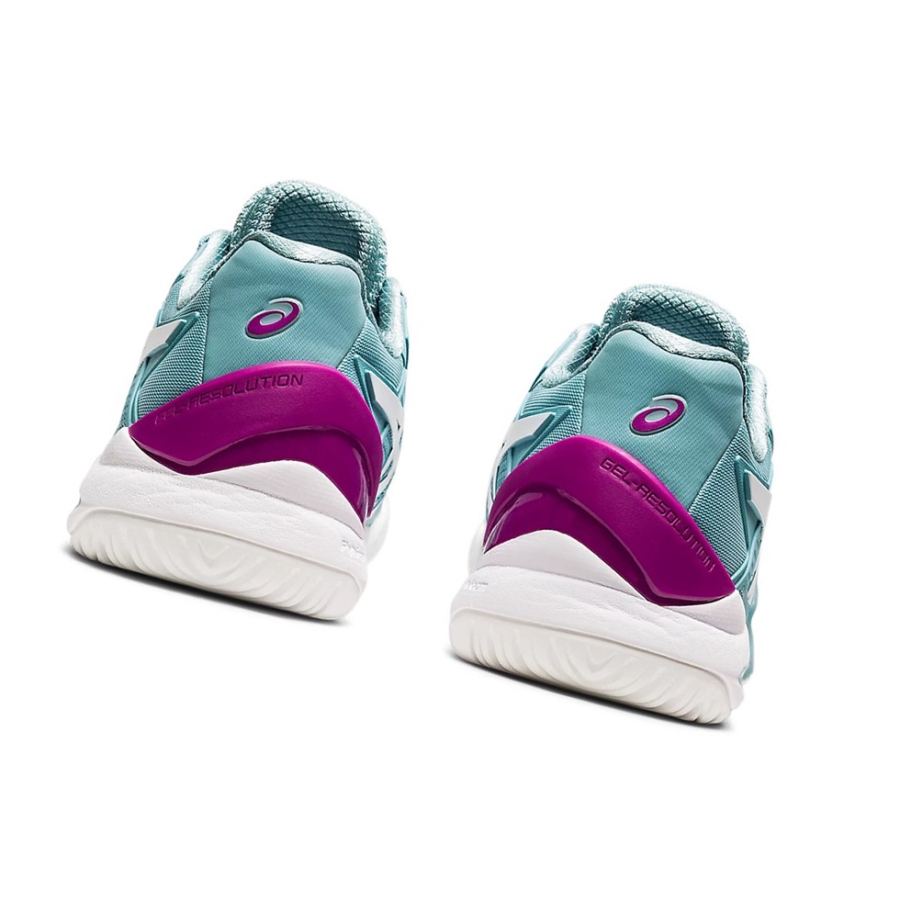 Smoke Blue / White Women's Asics GEL-RESOLUTION 8 (D) Tennis Shoes | US94687LC - Asics Outlet Sale