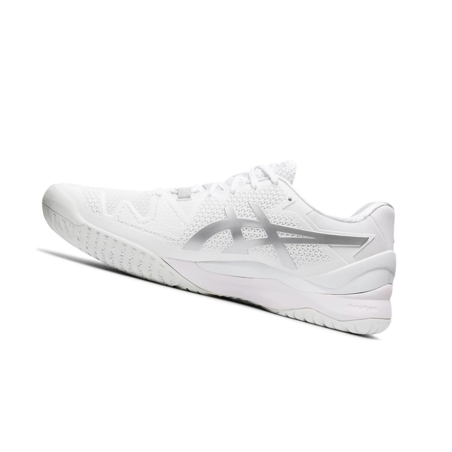 White / Pure Silver Men's Asics GEL-RESOLUTION 8 Tennis Shoes | US28695QZ - Asics Outlet Sale
