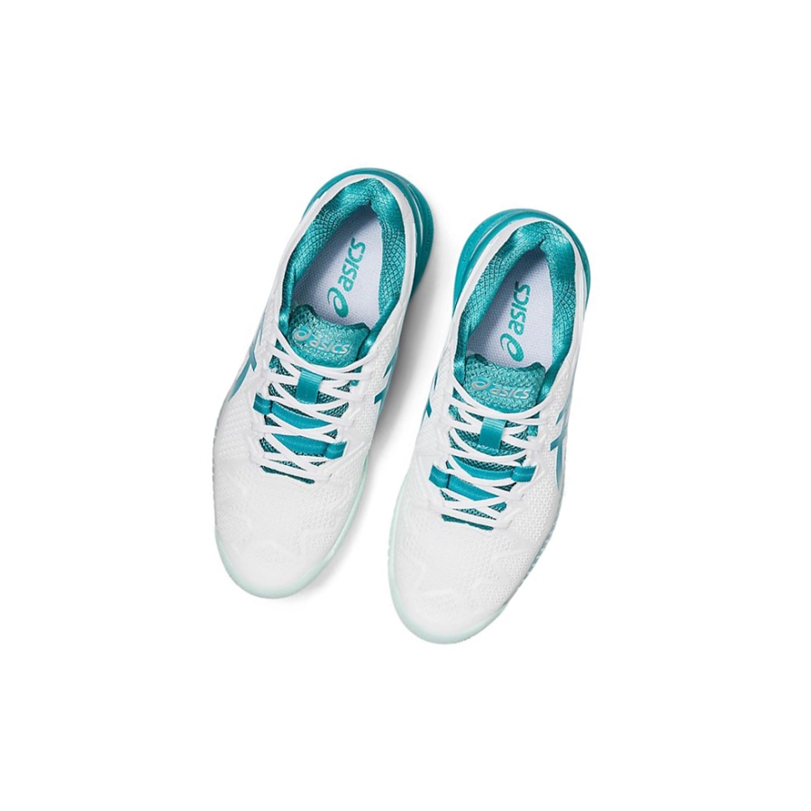 White / Lagoon Women's Asics GEL-RESOLUTION 8 (D) Tennis Shoes | US98145VJ - Asics Outlet Sale