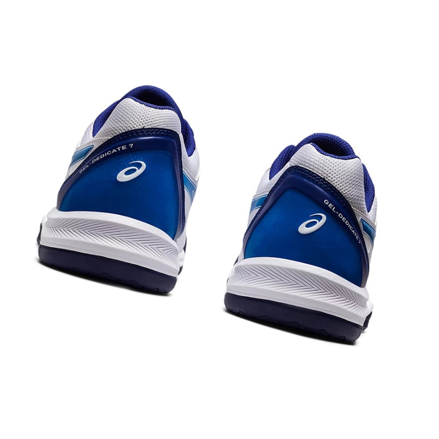 White / Blue Men's Asics GEL-DEDICATE 7 Tennis Shoes | US38650JO - Asics Outlet Sale
