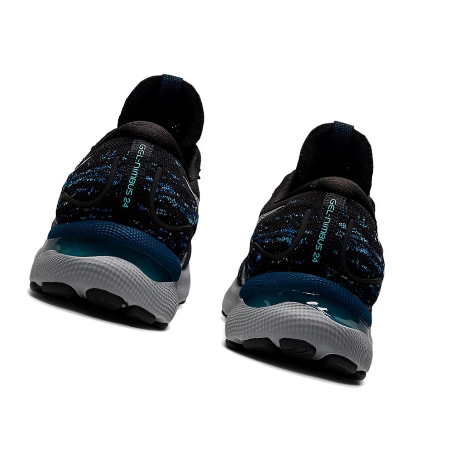 Black / Mako Blue Men's Asics GEL-NIMBUS 24 MK Running Shoes | US69857JN - Asics Outlet Sale