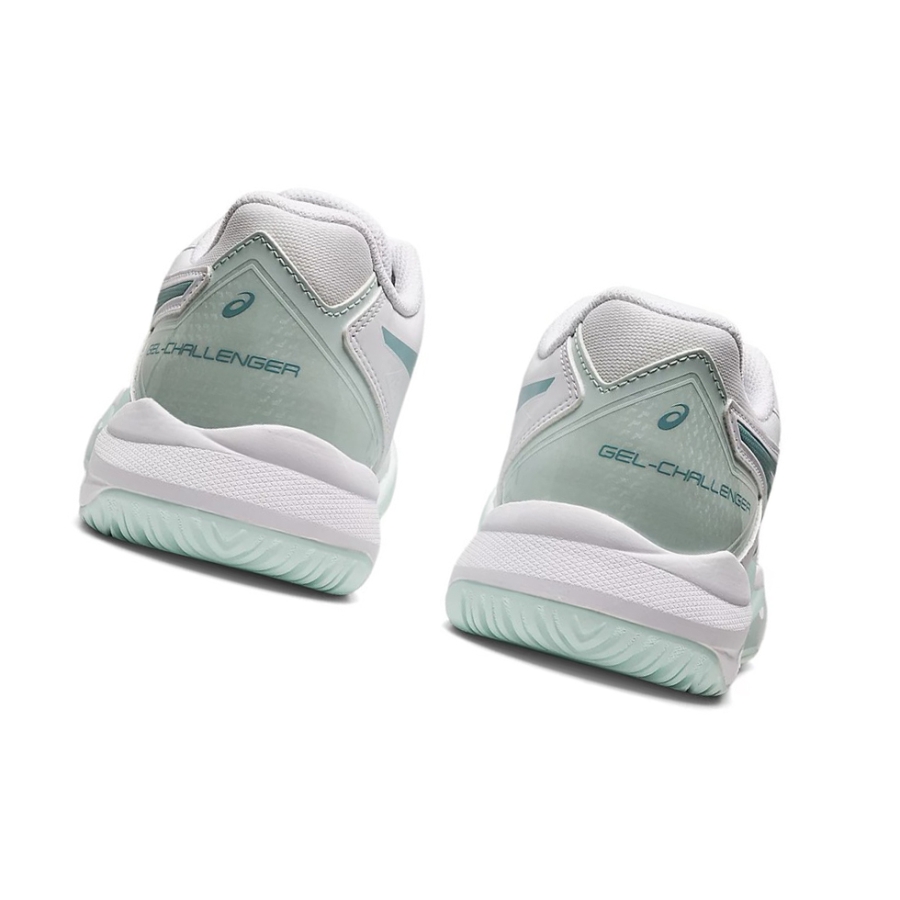 White / Smoke Blue Women's Asics GEL-CHALLENGER 13 Tennis Shoes | US06148DY - Asics Outlet Sale